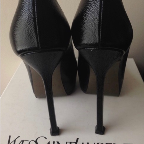 YVES SAINT LAURENT Black Leather Tribtoo Pumps, Stiletto  Black Saint Lauren Tribtoo Platform